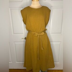 Grade & Gather 100% Cotton Midi Dress – Golden Mustard – Cottagecore